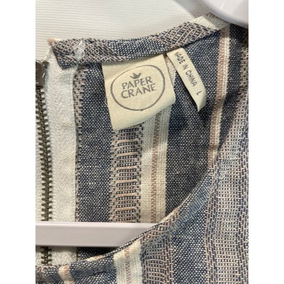 Paper Crane Women’s L Sleeveless Tank Top Blue White Gray Round Neck Zipper Back - Picture 2 of 6